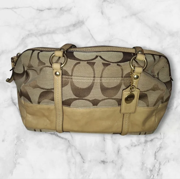 Coach Timeless Signature Canvas and Leather Barrel Bag Style 12430 - Picture 3 of 16